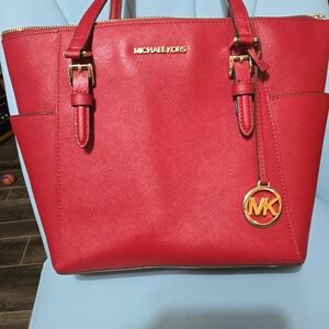 Michael Kors Red Saffiano Leather Tote Bag